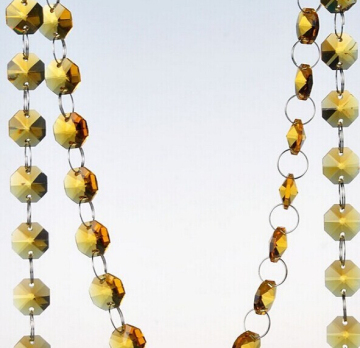 10m Golden crystal beads strands chandelier strands for wedding decoration
