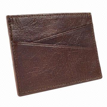 Genuine Card Wallet, Brown/Black Colors, with 1 Cash Slot/4Credit Card Holder