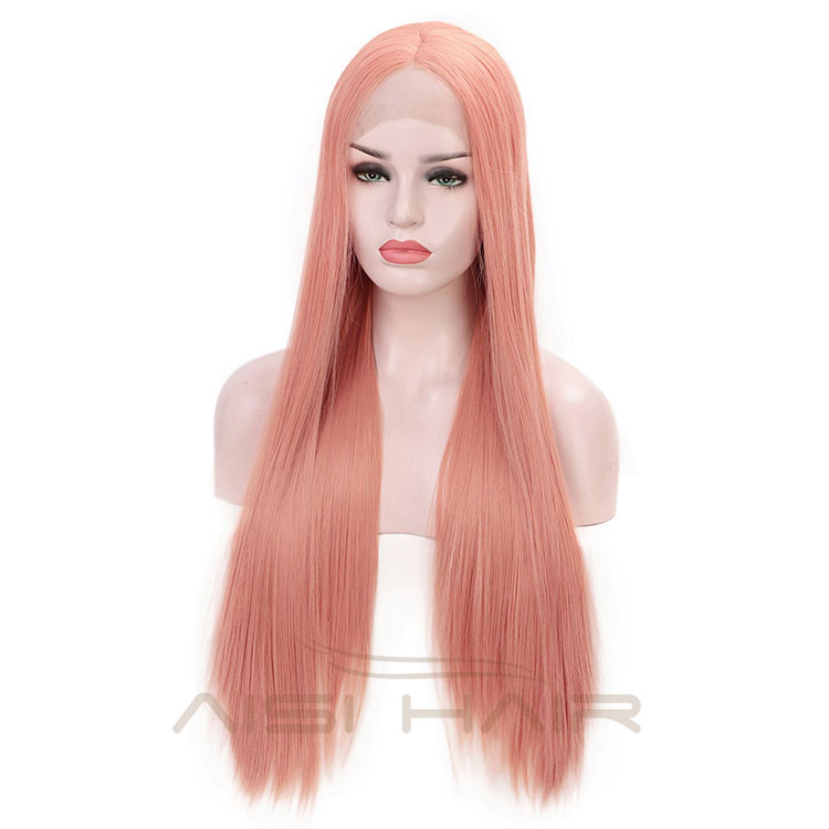 Aisi Hair Long Straight Lace Front Synthetic Wigs Natural Looking Red Silk Straight Long Wigs Colorful Lace Front Hair Wigs