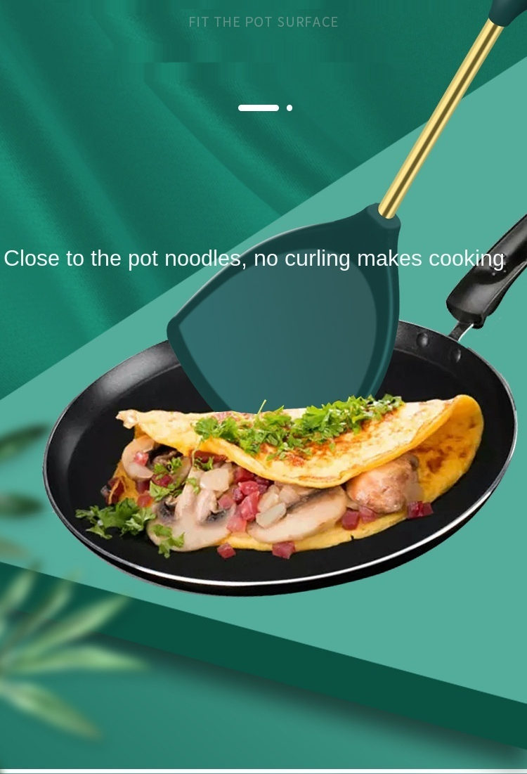 Stainless Steel Silicone Kitchen Utensils of High Temperature Resistant Spatula Non-stick Silicone Spatula