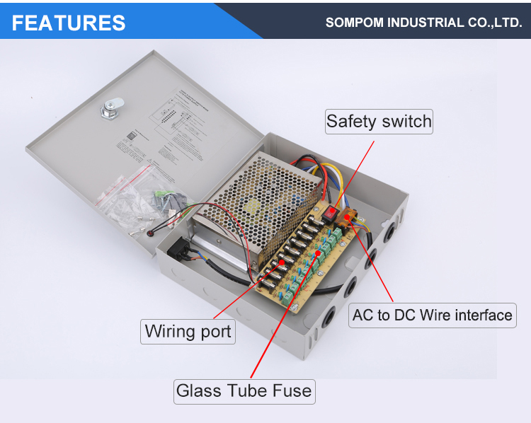 CCTV camera Power Supply CCTV Box Power Distribution 9 Channel 8CH DC 12V 5A