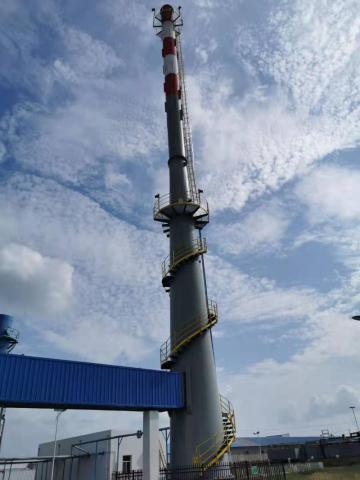 Steel production plant chimney