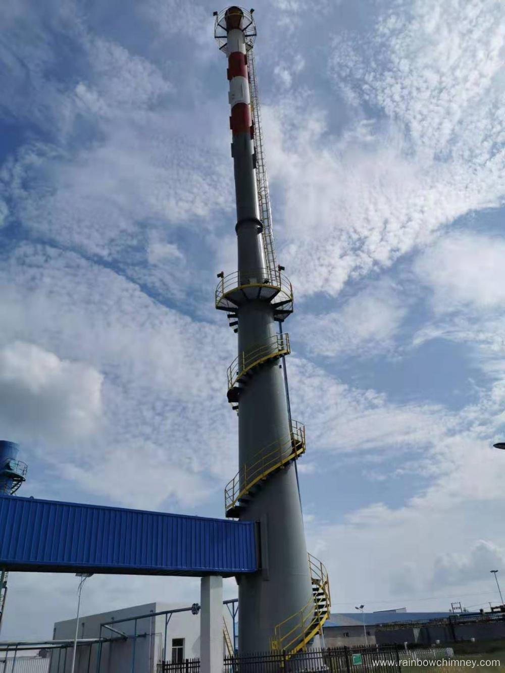 Steel production plant chimney