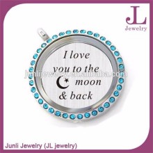 Blue Czech Stones Stainless Steel Locket Memory Locket With Plate