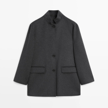 Women's commuting style wool high neck coat jacket