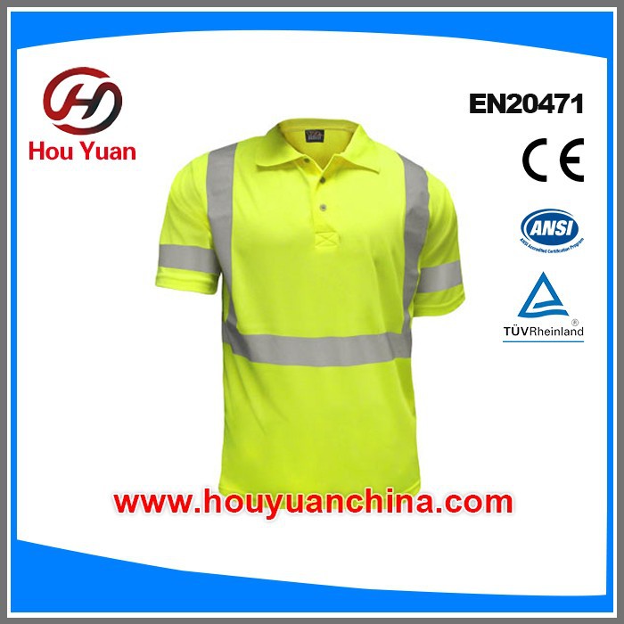 Reflective Polo T shirt, Meet ANSI/ISEA 2010, Fluorescent Polyester fabric and reflective tapes,25 Times Wash,Manufactory