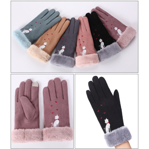 Warm gloves female outdoor touch screen gloves