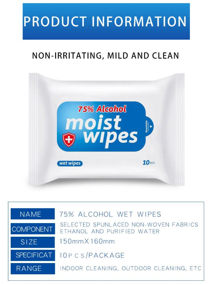 75 Degree Alcohol Sterilizing Wipes 10 Small Packs Affordable Wet Wipes Wet Wipes Cotton Pad Sterilization Office Household Spot