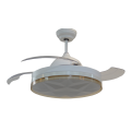 3-Blades Indoor White Ceiling Fan with Gold Lampshade