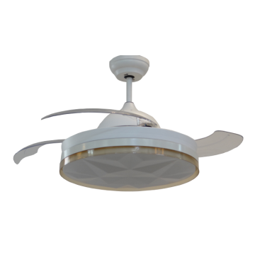 3-Blades Indoor White Ceiling Fan with Gold Lampshade