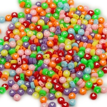 50G Multicolor Round Acrylic Plastic Heart Beads