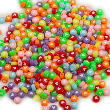 50G Multicolor Round Acrylic Plastic Heart Beads