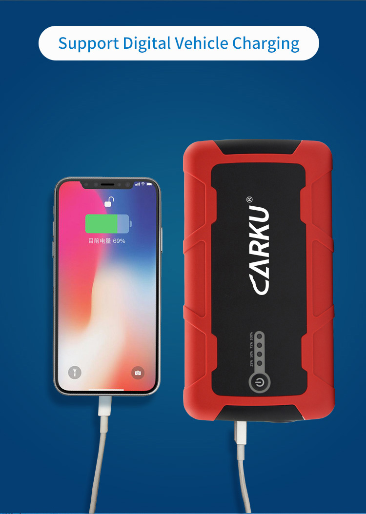 CARKU 13000mah quick charge USB charger 12V car jump start for emergency rescue tool