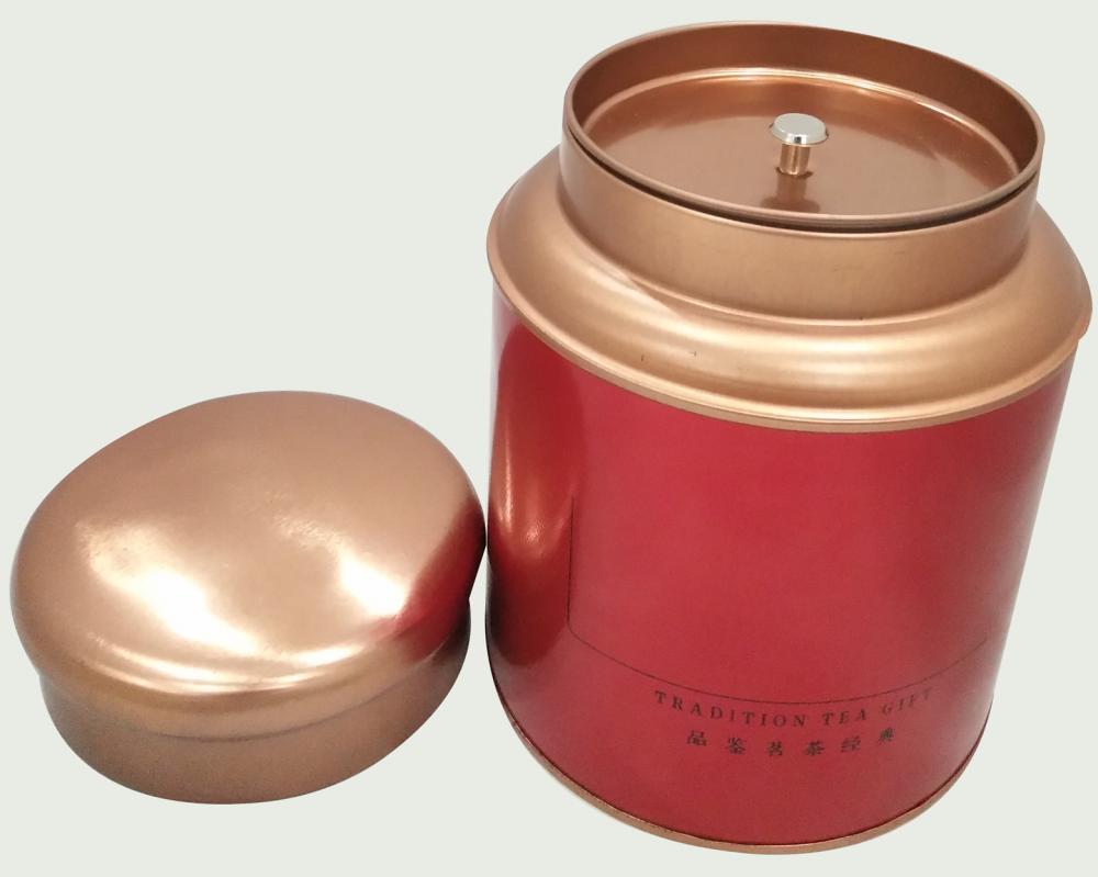 Red Coffee Tin Can with Double Lid