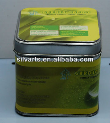 square tin can filling citronella candle