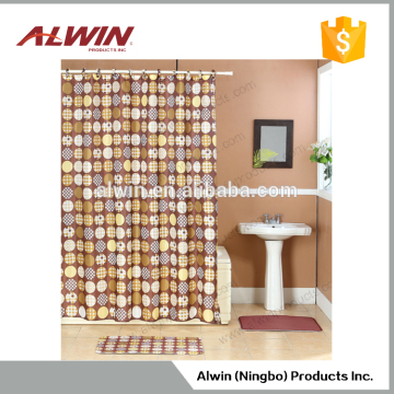 3 Piece Bath Rug Shower Curtain Set 9050