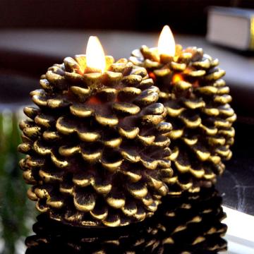 Christmas Pinecone Led Flameless Battery Candles With Timer