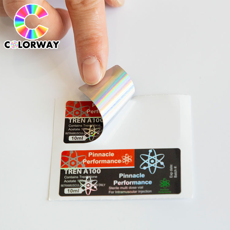 custom printed Medicine Hologram Glass Vial label