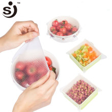 4 Pack Keeping Food Fresh Wrap Cover Stretch Lid Reusable High Stretch Silicone Food Wraps
