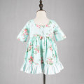 girls reversible pink and green floral spring twirly dress