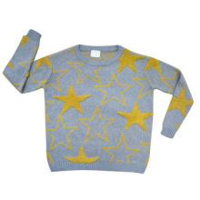 Women's Pullover, Star Intarsia Design with Embossing
