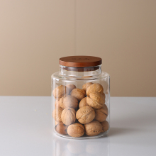 Wooden Bamboo Lid Canisters and Glass Jars for Kitchen Storage