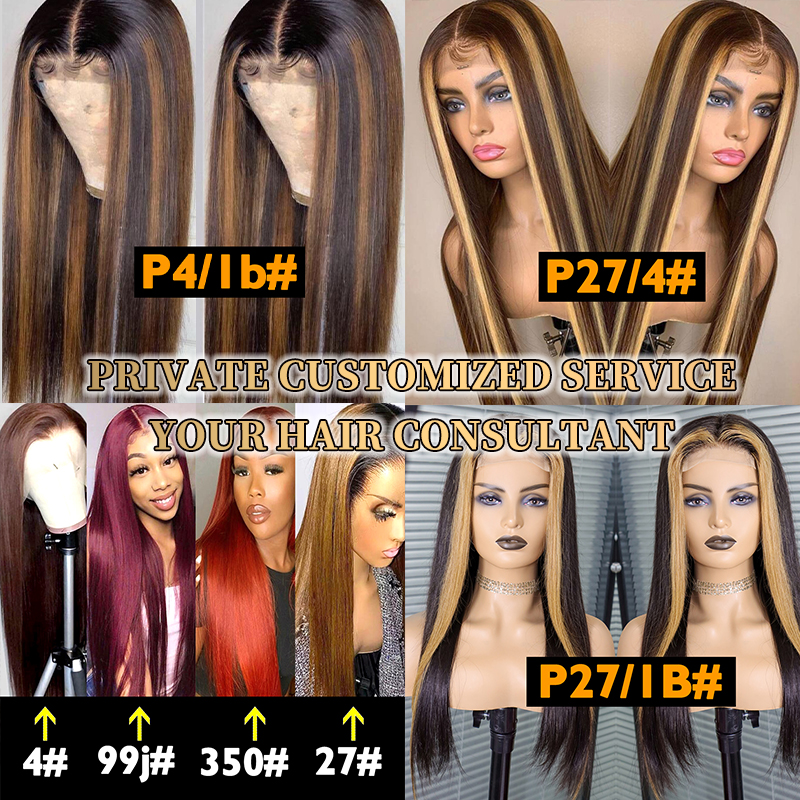 2021 Li&Queen New Fashion hot sell Brazilian real 100% human remy virgin hair lace front straight ombre color Wigs