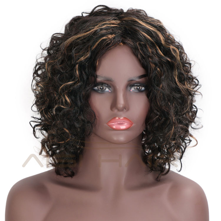Aisi Hair Wholesale Cheap Mixed Brown Afro Curly Wave 100% Unprocessed Brazilian Human Hair Wig For Black Women
