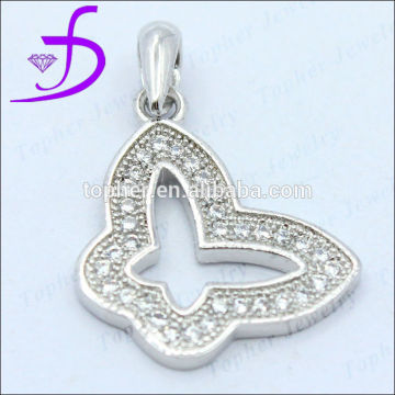 Micro pave setting 925 sterling silver butterfly necklace pendant