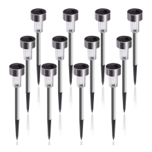 Stainless Steel LED Pathway Lights - 10Pack Solar Garden Lighting