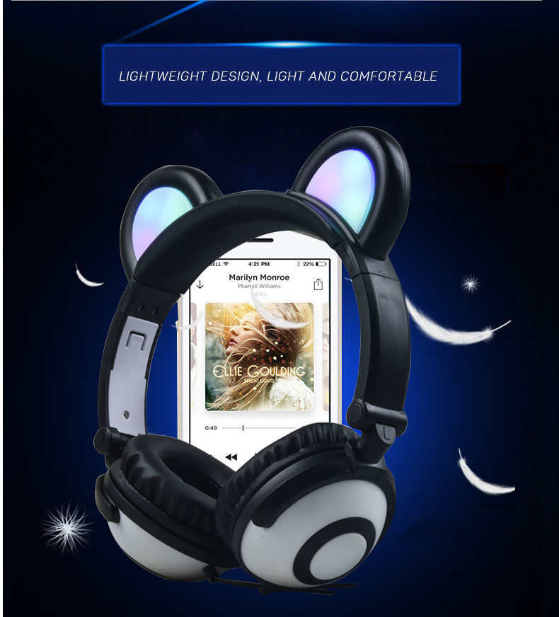 holiday gifts bear ear lighting headphone for children