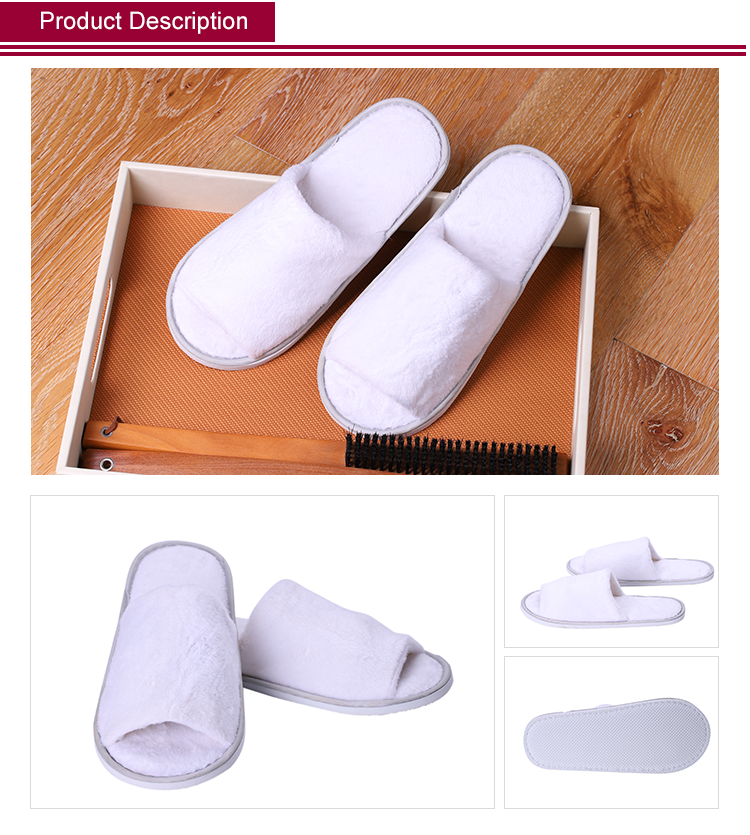 Wholesale Hotel Disposable sponge Slippers OEM open toe terry spa color Customizable slipper