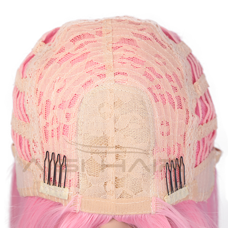 150 Length Hair Heat Resistant Wig For Black Women Pink Short Straight Bob Synthetic Middle Part Shoulder Hair Wigs