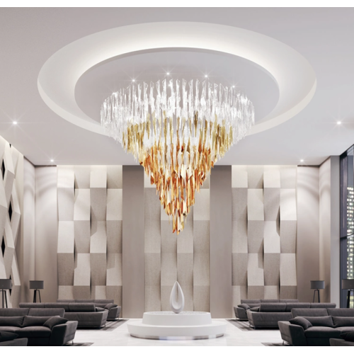 Custom large crystal chandelier for hotel lobby