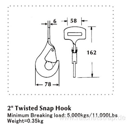 2 Inch Twisted Snap Flat Hook