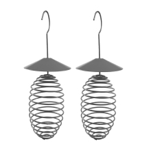 Outdoor Grey Hanging Spiral Metal Roof Suet Bird Feeder with Suet Cage