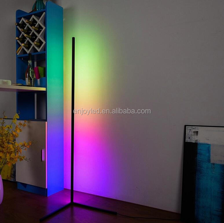 Modern RGB LED Corner Floor Lamp Indoor Decoration Simple Lamp Bedroom Living Room Colorful Minimalist Standing Lamp Lighting