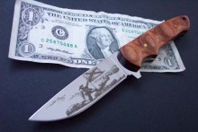mirror finish blade hunting knife w,wooden handle scales full tang