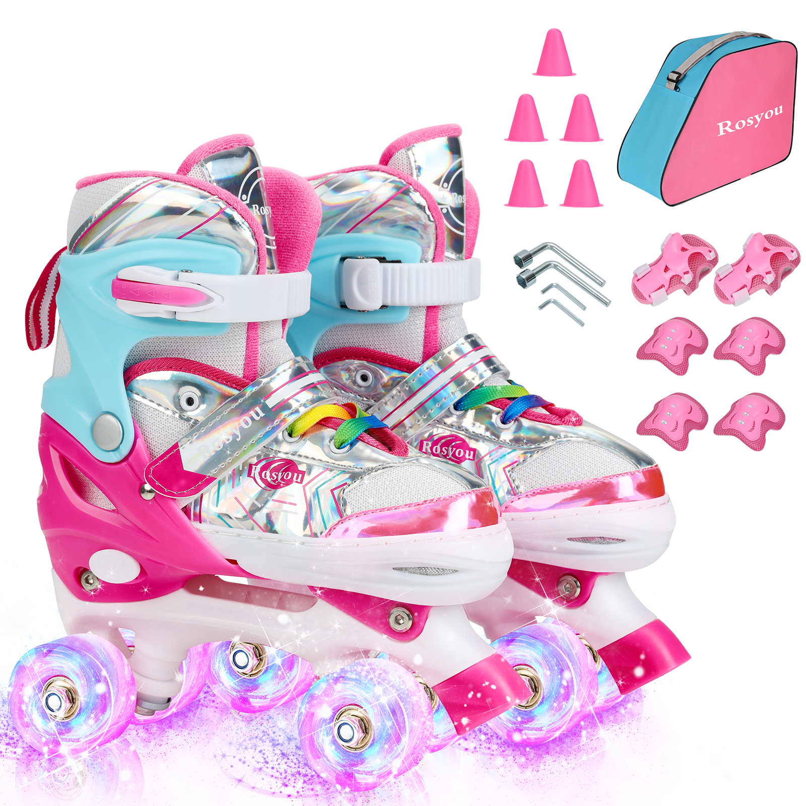 3-color high quality Outdoor playing Hot seller Sports Kids Roller Skate Shoes Free accessories