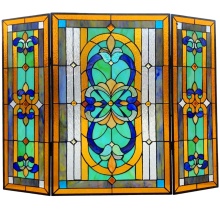 Factory Direct Stained Glass Window Screens: Tiffany Style, Foldable Decorative Fire Screens