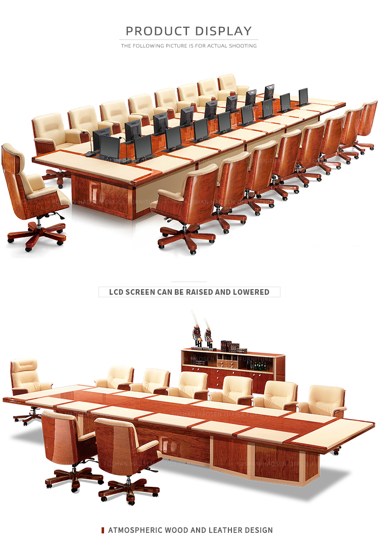 Luxury Wood and Leather design 68016C boardroom furniture office business conference room table and chair