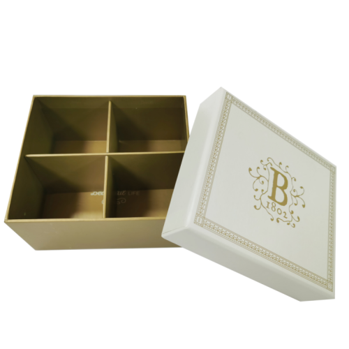 Texture gift set packaging with paperboard dividers