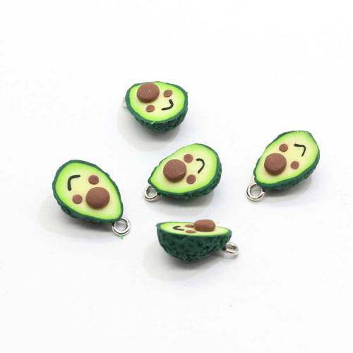 Adorno de arcilla polimérica 3D Kawaii Avocado Craft para accesorio de llavero para hacer pendientes