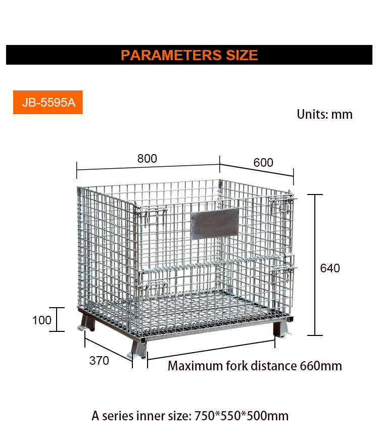 JB 5595C 01 Steel Warehouse Storage Cage Storage, Steel Storage Welded Wire Mesh Cage, Storage Cage/