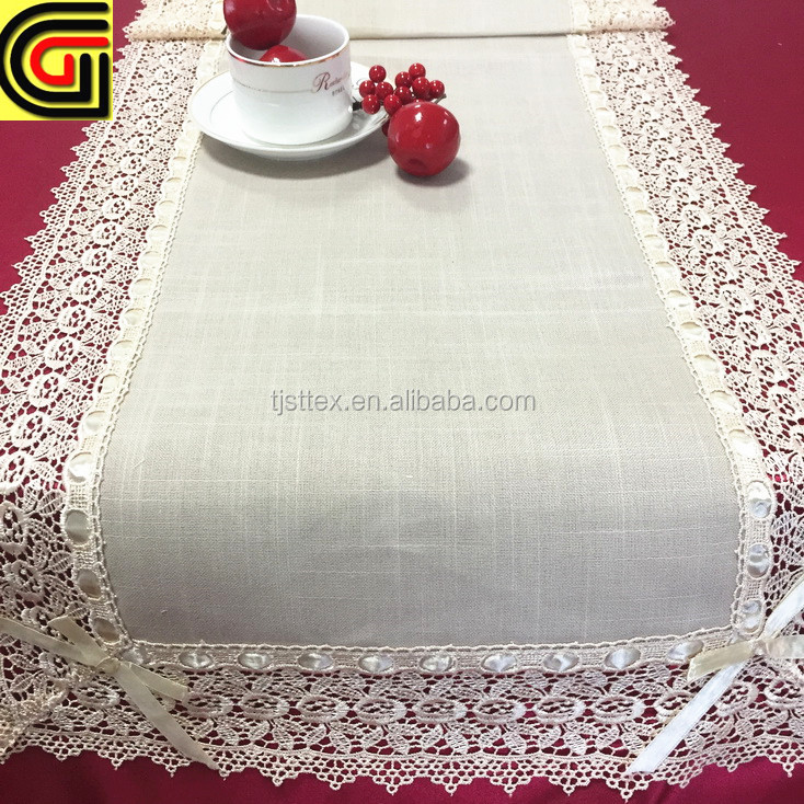 shining ribbon with lace table runner oblong shape