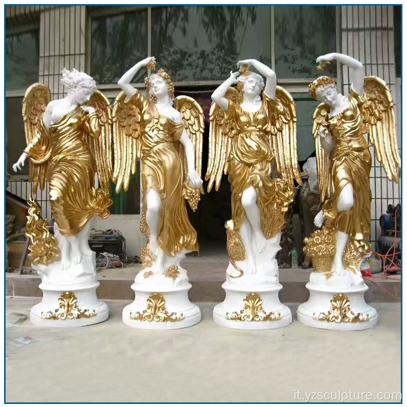 Dimensione della vita Marmo vernice dorata Quattro Stagioni Statue di Dio