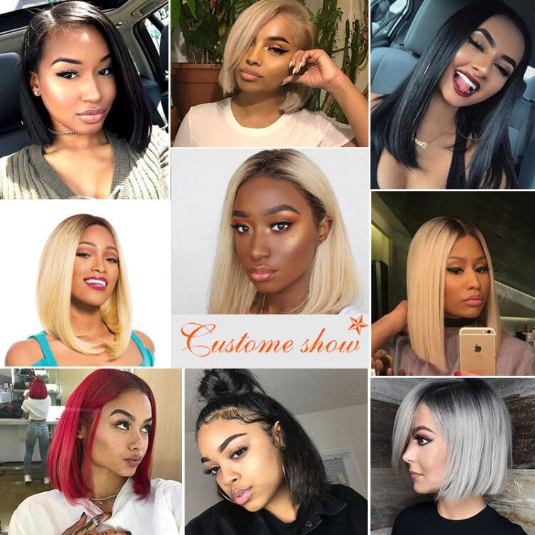 Wholesale Colourful Wig Vendors Short Bob Lace Front Ombre Colored Brazilian Human Hair Wig
