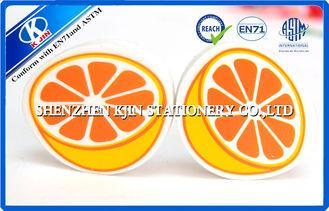 Magic Orange Fruit Shaped Kids Erasers For Kindergarten , 3