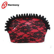 Beauty red PU leather women fancy cosmetic carry bag