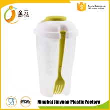 Portable Plastic Fresh Salad Container Set Salad Shaker with Dressing Container Fork